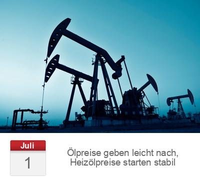 Ölpreise geben leicht nach, Heizölpreise starten stabil